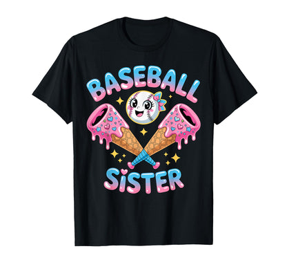 Baseball Sister Dripping Ice Cream Bat T-Shirt - Fun Novelty Design Unisex - T-Shirt, Sweatshirt, Hoodie