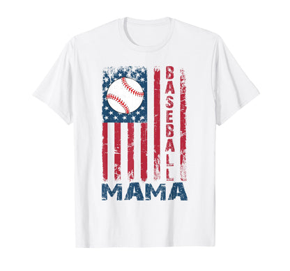 Baseball Mama American Us Flag T-Shirt - Unique Graphic for Adults - T-Shirt, Sweatshirt, Hoodie