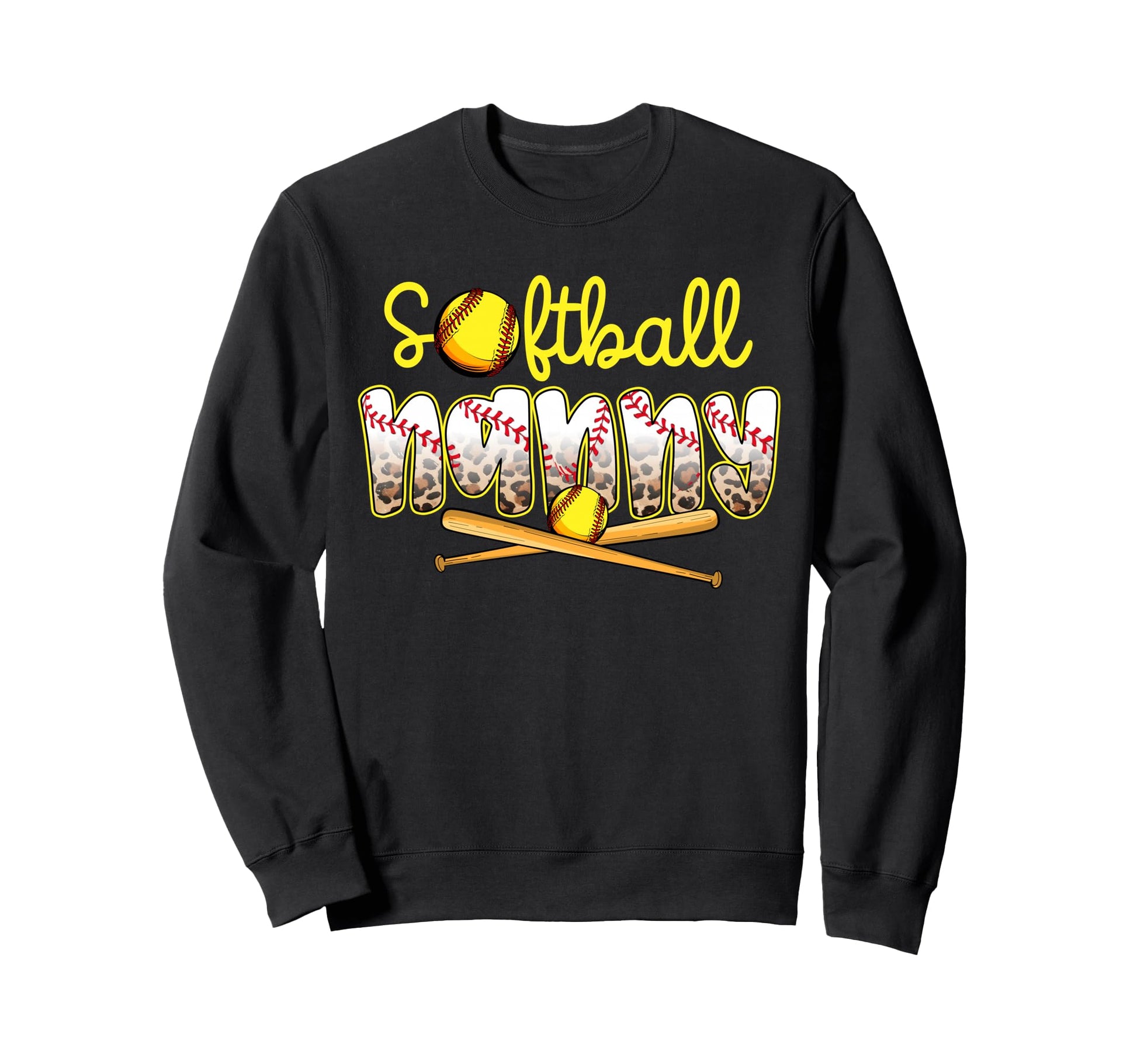 Softball Nanny Leopard Mothers Day Sweatshirt - Minimalist Print Men Women - T-Shirt, Sweatshirt, Hoodie