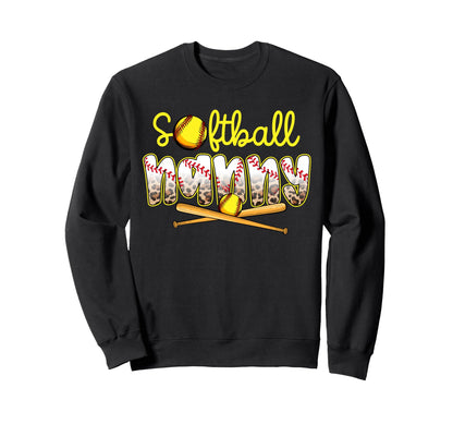 Softball Nanny Leopard Mothers Day Sweatshirt - Minimalist Print Men Women - T-Shirt, Sweatshirt, Hoodie
