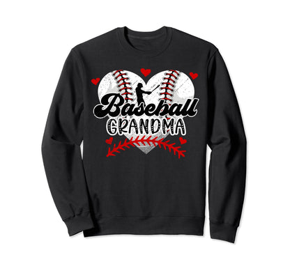 Baseball Grandma Heart Grandma Sweatshirt - Graphic Print Men Women - T-Shirt, Sweatshirt, Hoodie