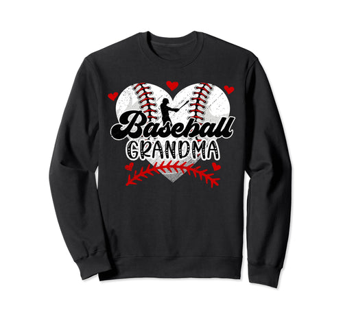 Baseball Grandma Heart Grandma Sweatshirt - Graphic Print Men Women - T-Shirt, Sweatshirt, Hoodie