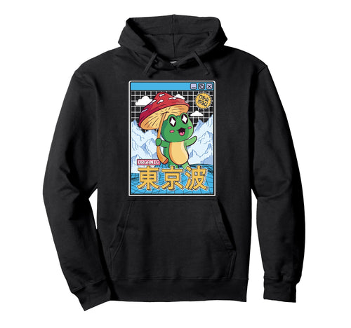 Happy Frog Mushroom Kawaii Vaporwave Hoodie - Trendy Graphic Men Women - T-Shirt, Sweatshirt, Hoodie