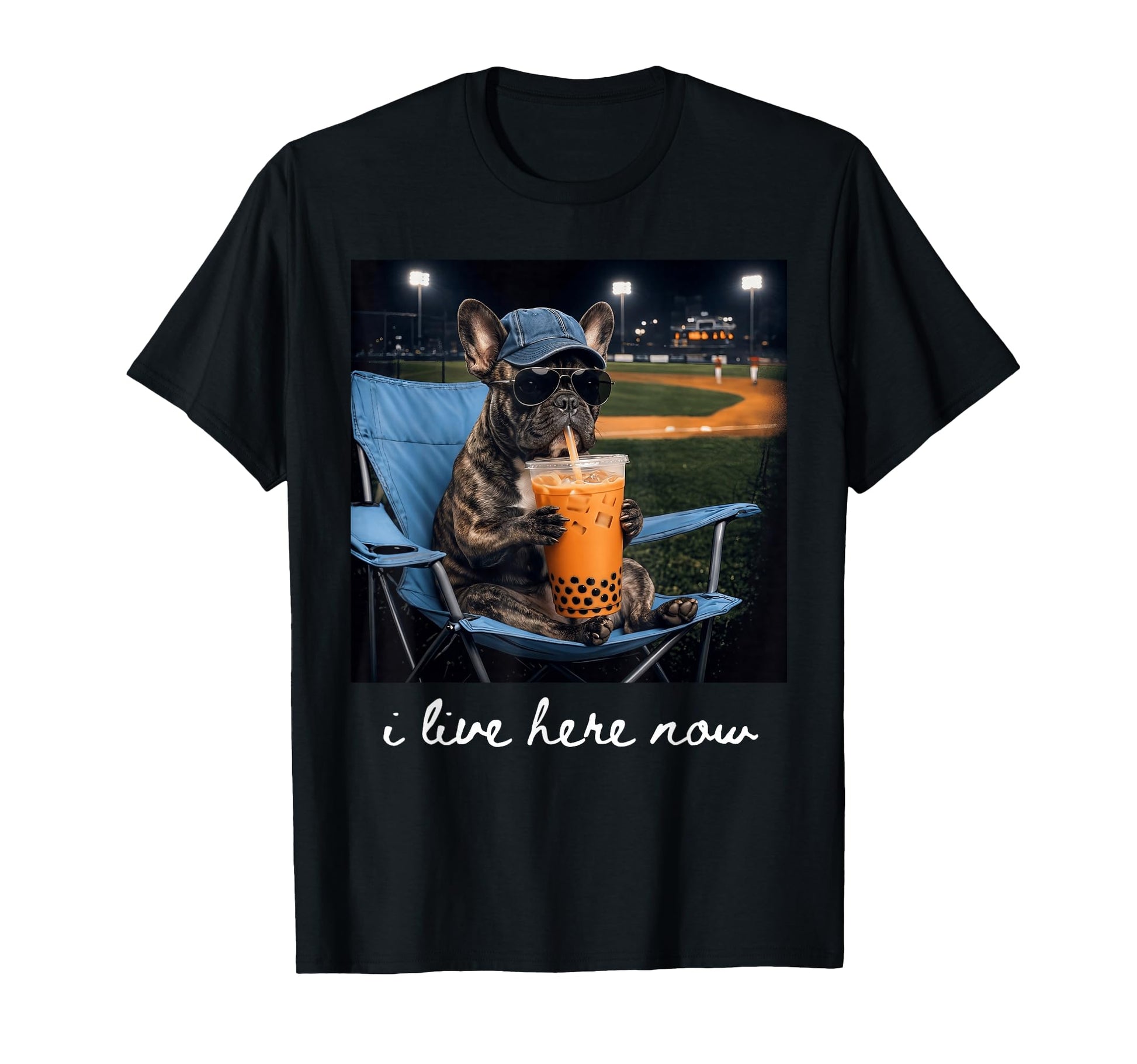 Bulldog Drink Iced Coffee Baseball T-Shirt - Unique Graphic Men Women - T-Shirt, Sweatshirt, Hoodie