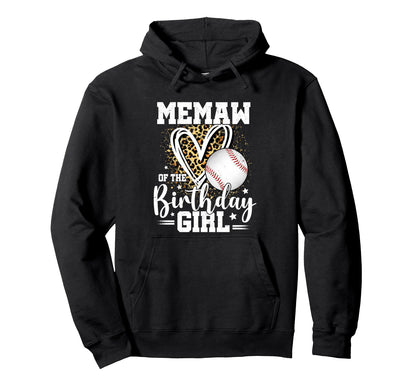 Memaw Birthday Baseball Memaw Leopard Hoodie - Graphic Print Men Women - T-Shirt, Sweatshirt, Hoodie