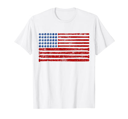 Usa Flag American Baseball Patriotic Sports T-Shirt - Unique Graphic Unisex - T-Shirt, Sweatshirt, Hoodie