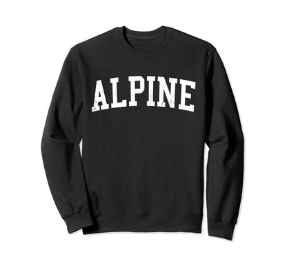 Alpine Ca Distressed White Varsity Sweatshirt - Graphic Print for Adults - T-Shirt, Sweatshirt, Hoodie