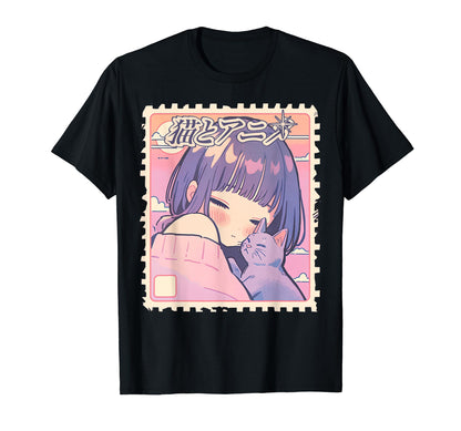 Anime Cat Lover Japan Y2K Kawaii T-Shirt - Graphic Print for Adults - T-Shirt, Sweatshirt, Hoodie