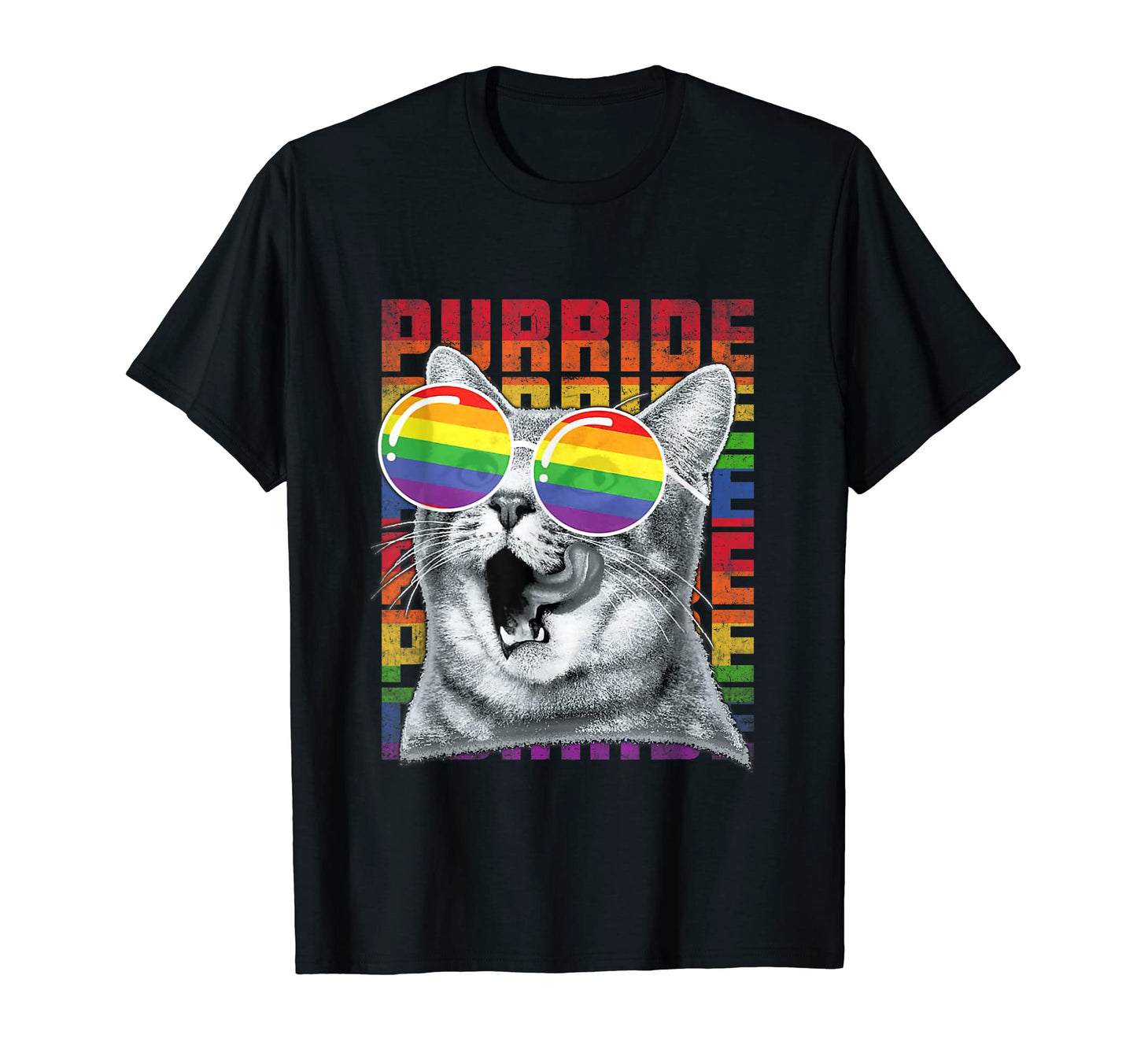 Pride Cat Purride Gay Lgbtq Rainbow Flag T-Shirt - Streetwear Style Unisex - T-Shirt, Sweatshirt, Hoodie