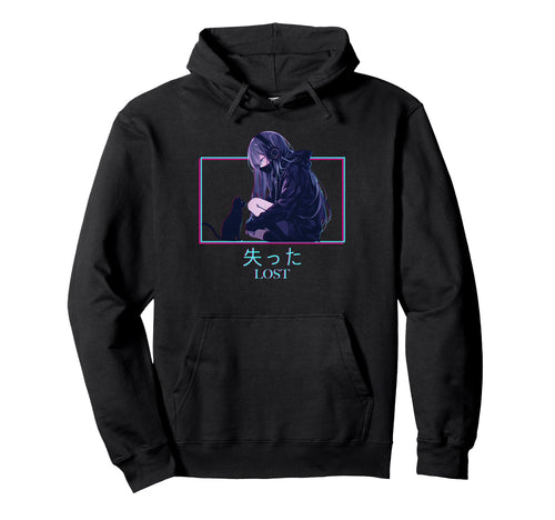 Lost Anime Cat Kanji Japanese Hoodie - Fun Novelty Design for Adults - T-Shirt, Sweatshirt, Hoodie