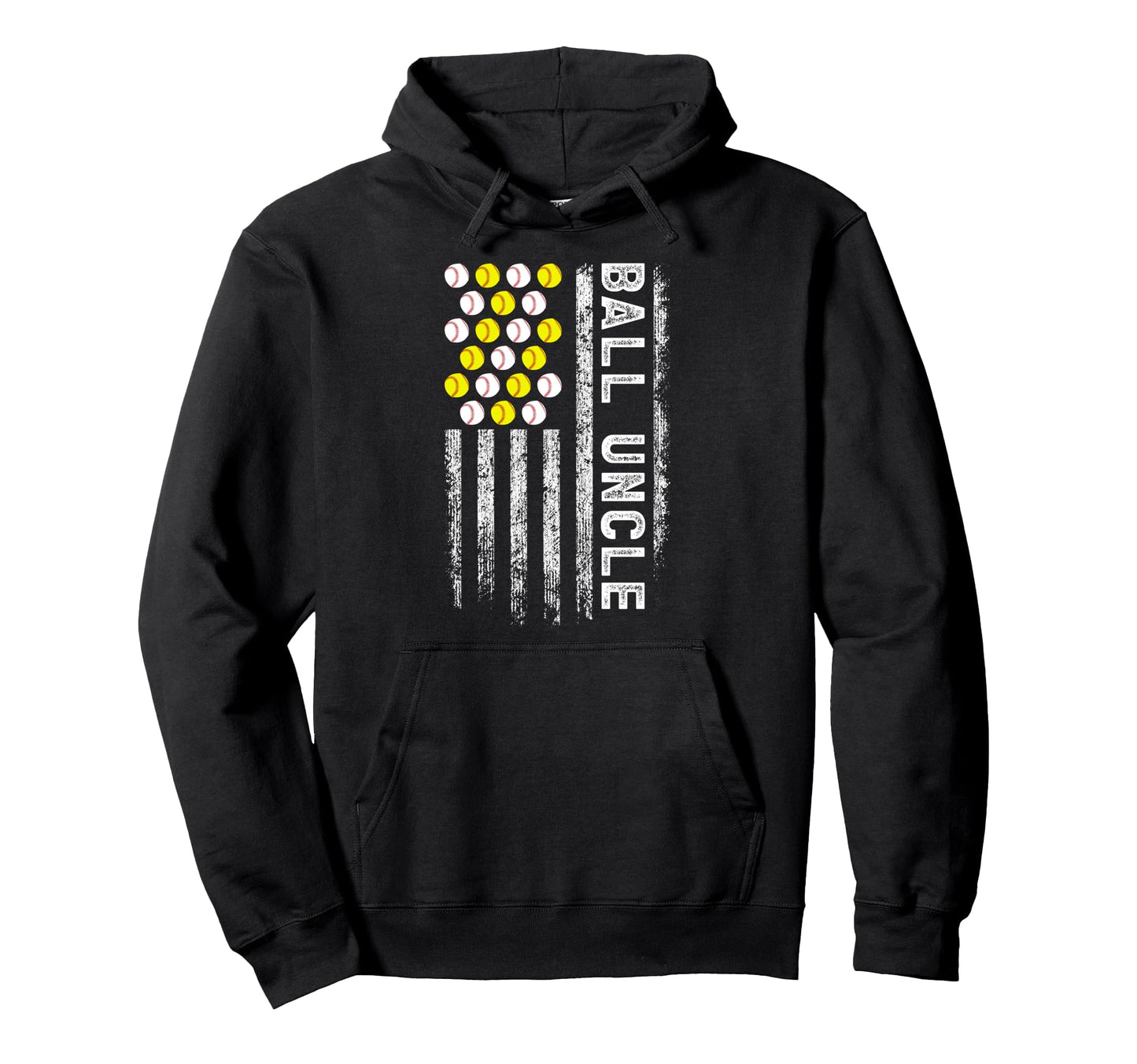 Ball Uncle Us Flag Baseball Softball Hoodie - Graphic Print for Adults - T-Shirt, Sweatshirt, Hoodie