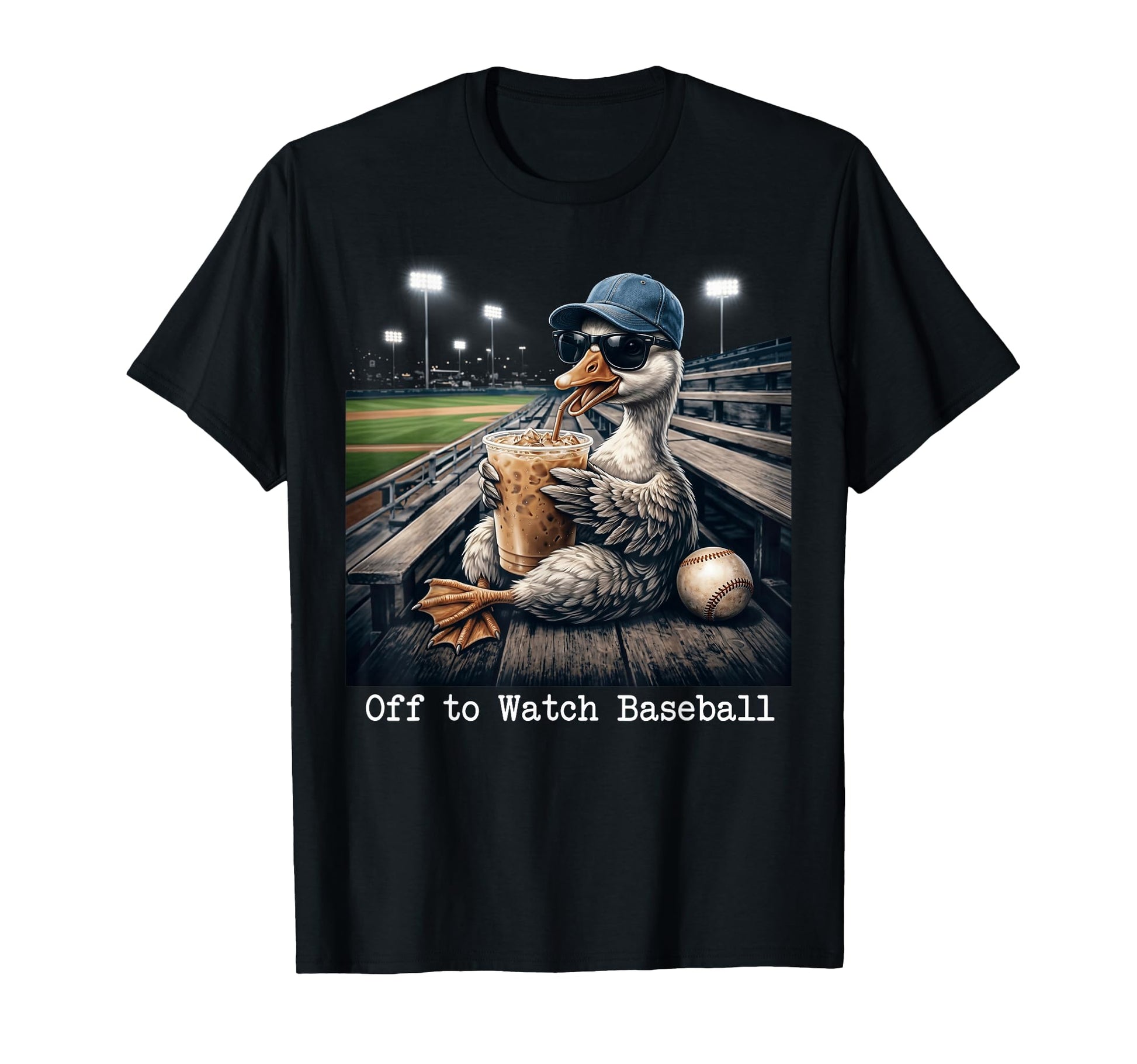 Fun Goose Off To Watch Baseball Iced T-Shirt - Unique Graphic Unisex - T-Shirt, Sweatshirt, Hoodie