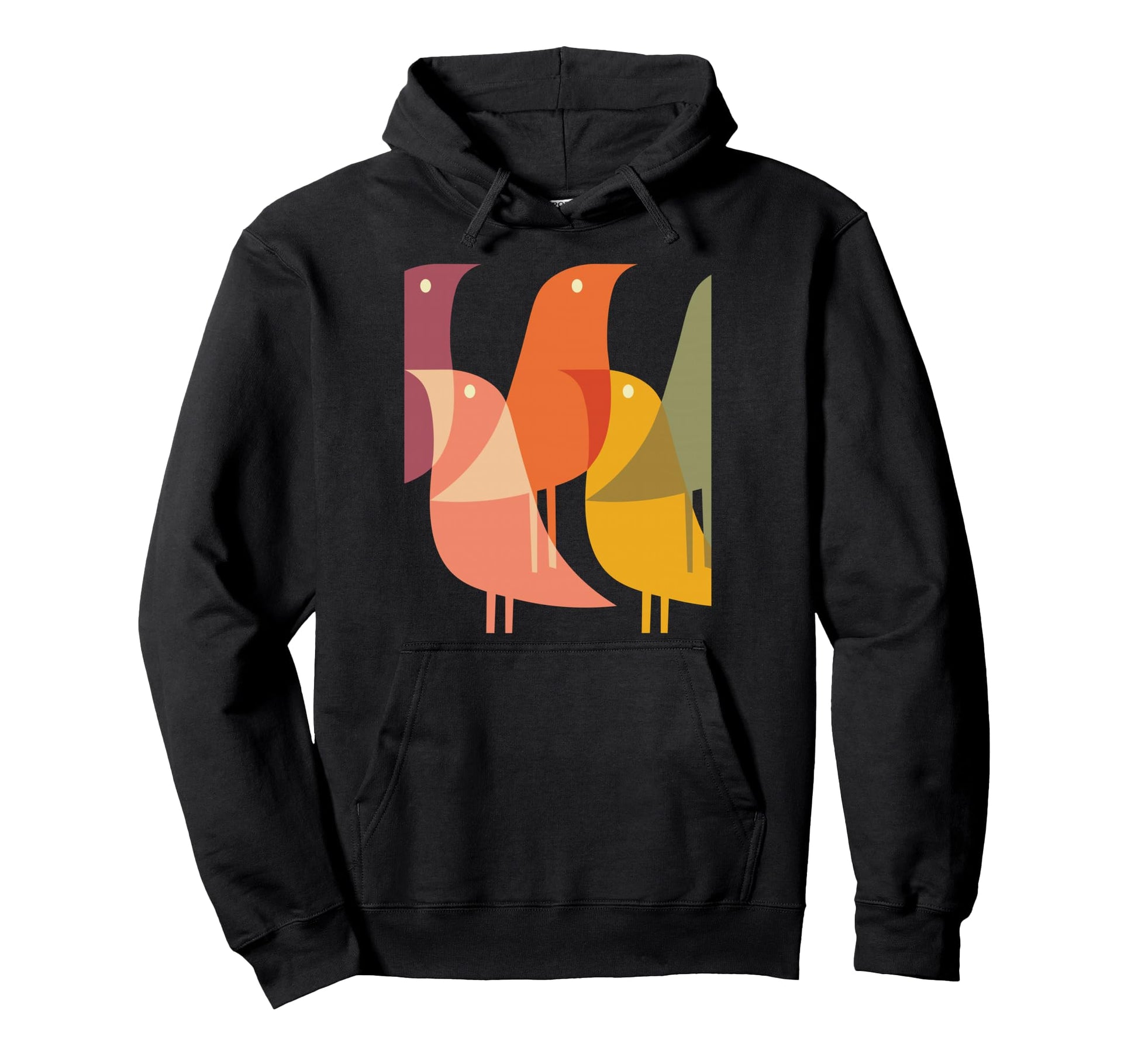 Bird Art Deco 60S Minimal Hippy Hoodie - Custom Art Print Unisex - T-Shirt, Sweatshirt, Hoodie