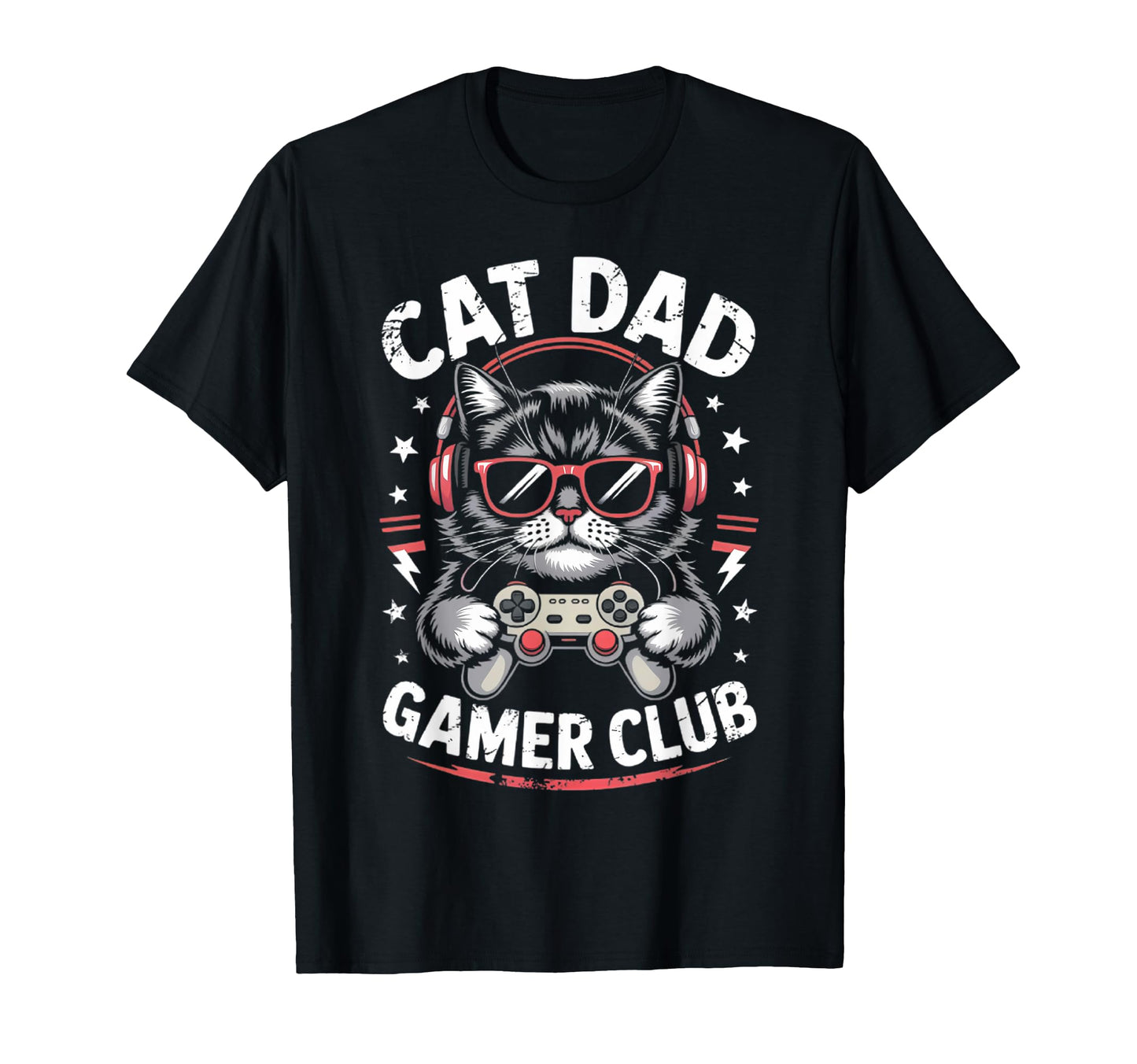 Funny Cat Dad Gamer Club Him Video Game T-Shirt - Trendy Graphic Unisex - T-Shirt, Sweatshirt, Hoodie