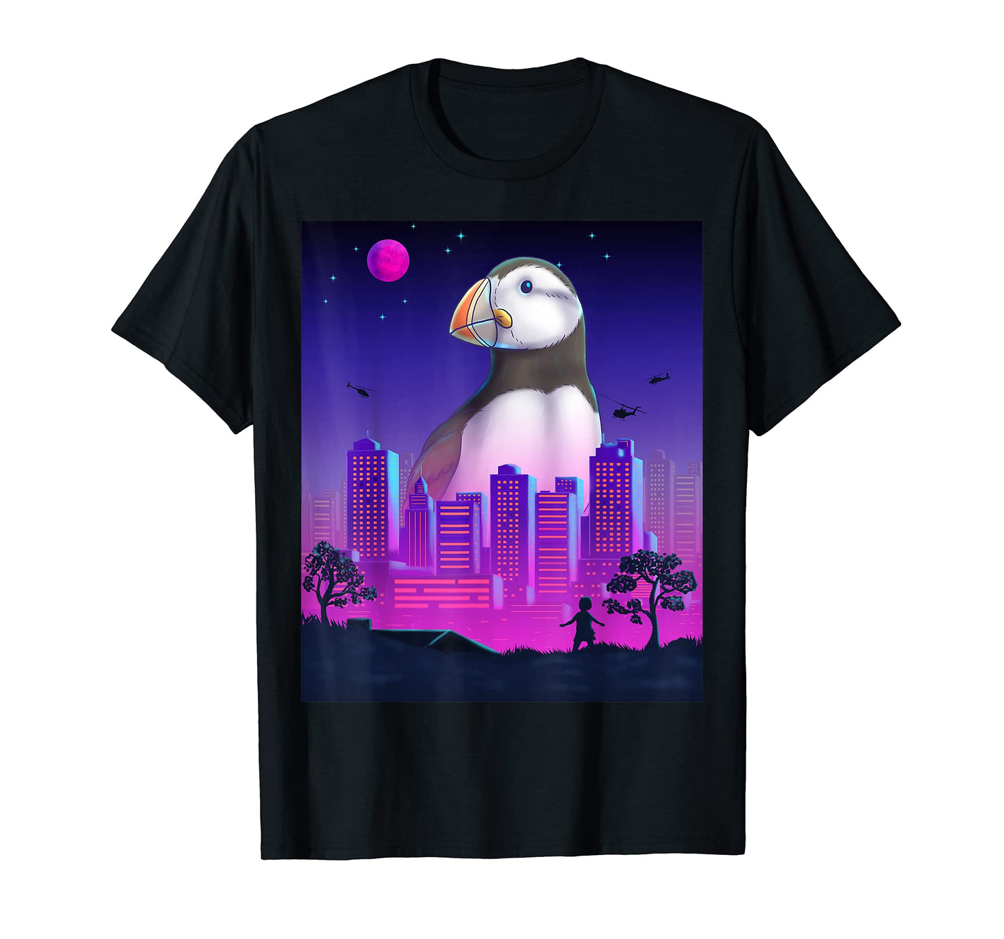 Giant Puffin Vaporwave Synthwave T-Shirt - Novelty Apparel for Adults - T-Shirt, Sweatshirt, Hoodie