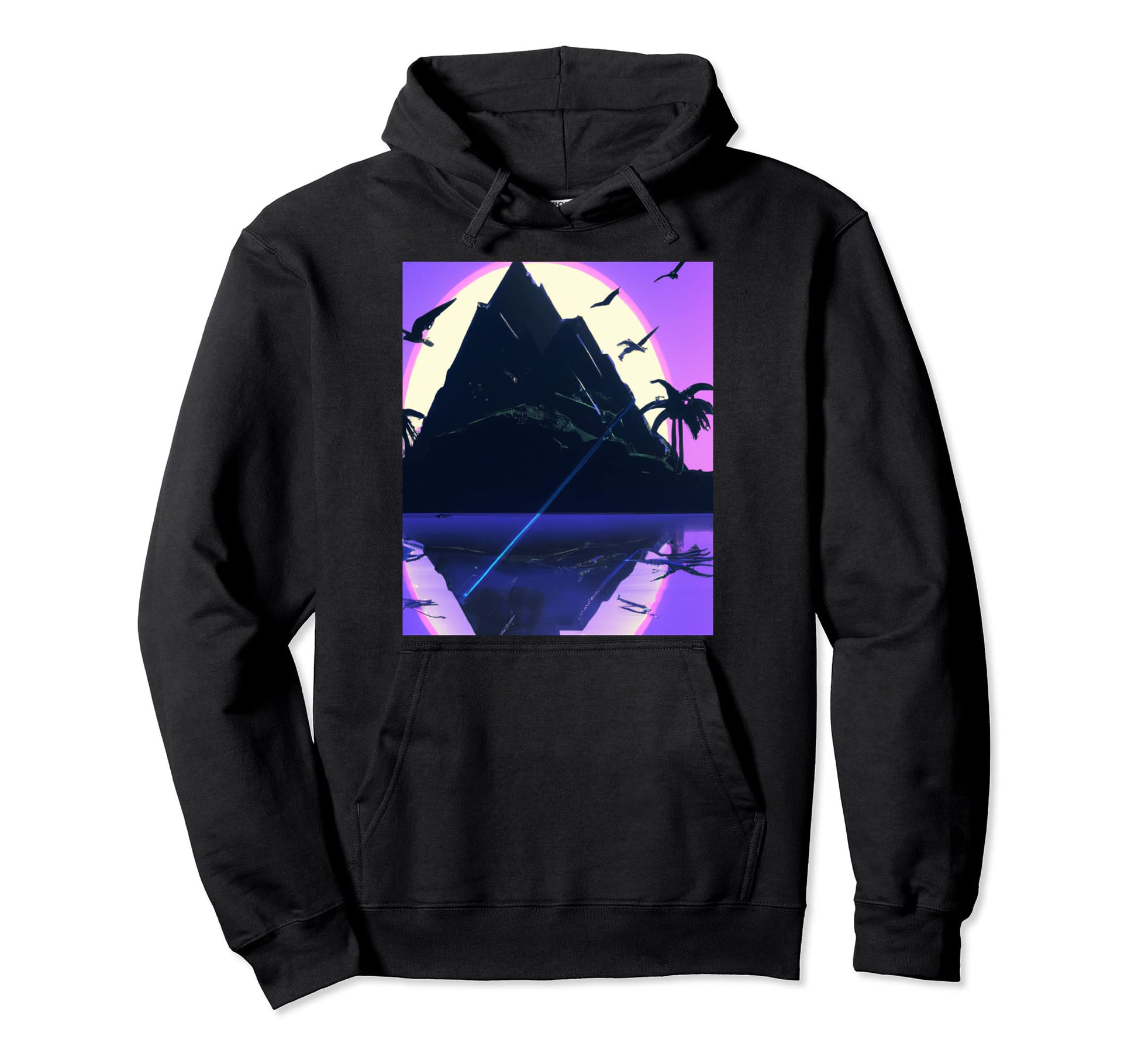 Vaporwave Aesthetic Mysterious Island Palms Hoodie - Trendy Graphic Unisex - T-Shirt, Sweatshirt, Hoodie