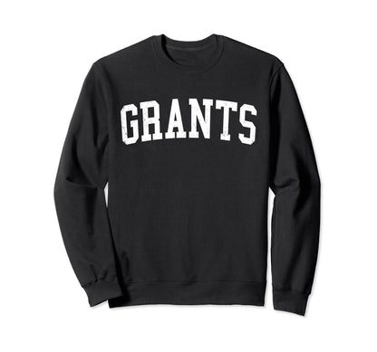 Grants Nm Distressed White Varsity Sweatshirt - Minimalist Print for Adults - T-Shirt, Sweatshirt, Hoodie