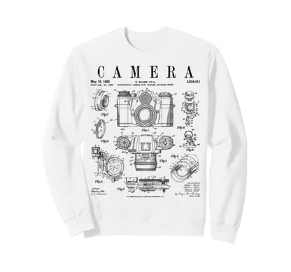 Photography Camera Patent Drawing Sweatshirt - Novelty Apparel Men Women - T-Shirt, Sweatshirt, Hoodie