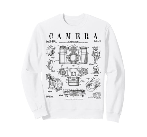 Photography Camera Patent Drawing Sweatshirt - Novelty Apparel Men Women - T-Shirt, Sweatshirt, Hoodie