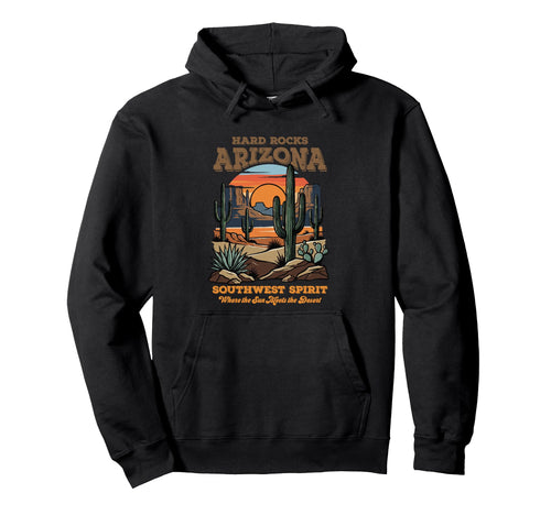 Hard Rocks Arizona Desert Sunset Cactus Hoodie - Aesthetic Graphic Unisex - T-Shirt, Sweatshirt, Hoodie