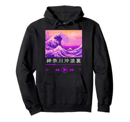 Vaporwave Aesthetic Teen Great Wave Hoodie - Custom Art Print Unisex - T-Shirt, Sweatshirt, Hoodie