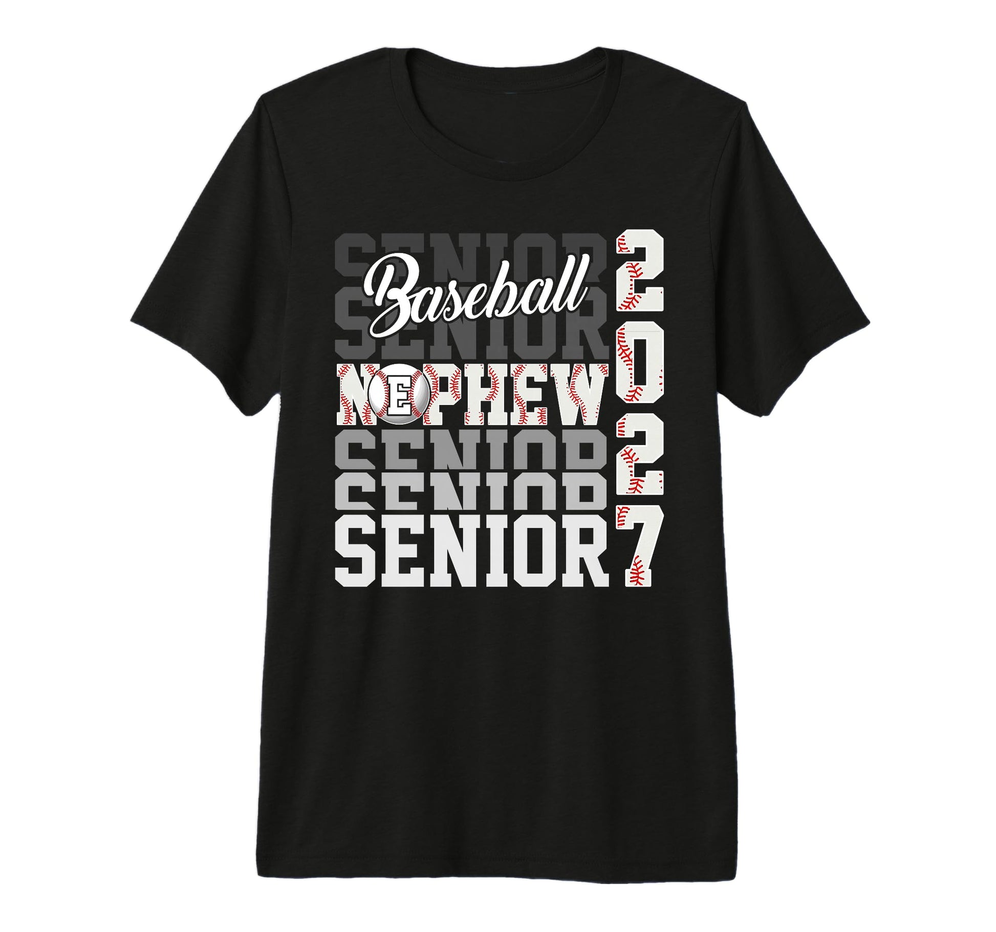 Senior 2027 Baseball Nephew Proud T-Shirt - Fun Novelty Design Men Women - T-Shirt, Sweatshirt, Hoodie