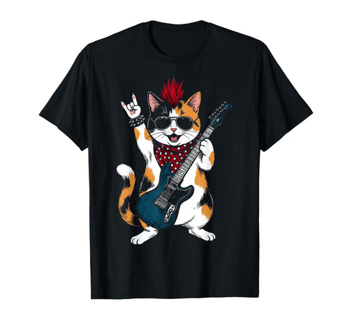 Funny Cat Playing Guitar Usa Patriotic T-Shirt - Graphic Print Men Women - T-Shirt, Sweatshirt, Hoodie