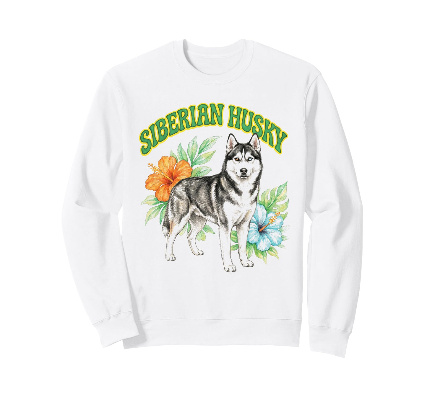 Husky Groovy Floral Watercolor Boho Sweatshirt - Minimalist Print Unisex - T-Shirt, Sweatshirt, Hoodie