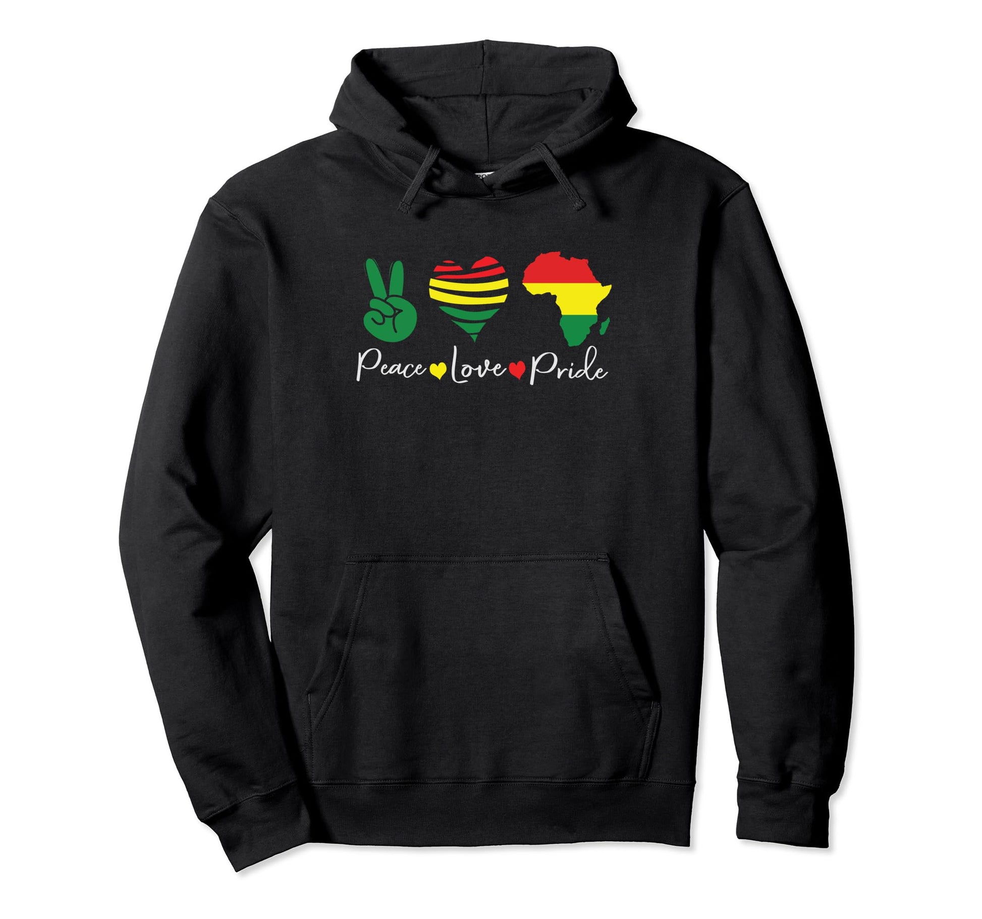 Peace Love Black Pride African American Hoodie - Fun Novelty Design Unisex - T-Shirt, Sweatshirt, Hoodie