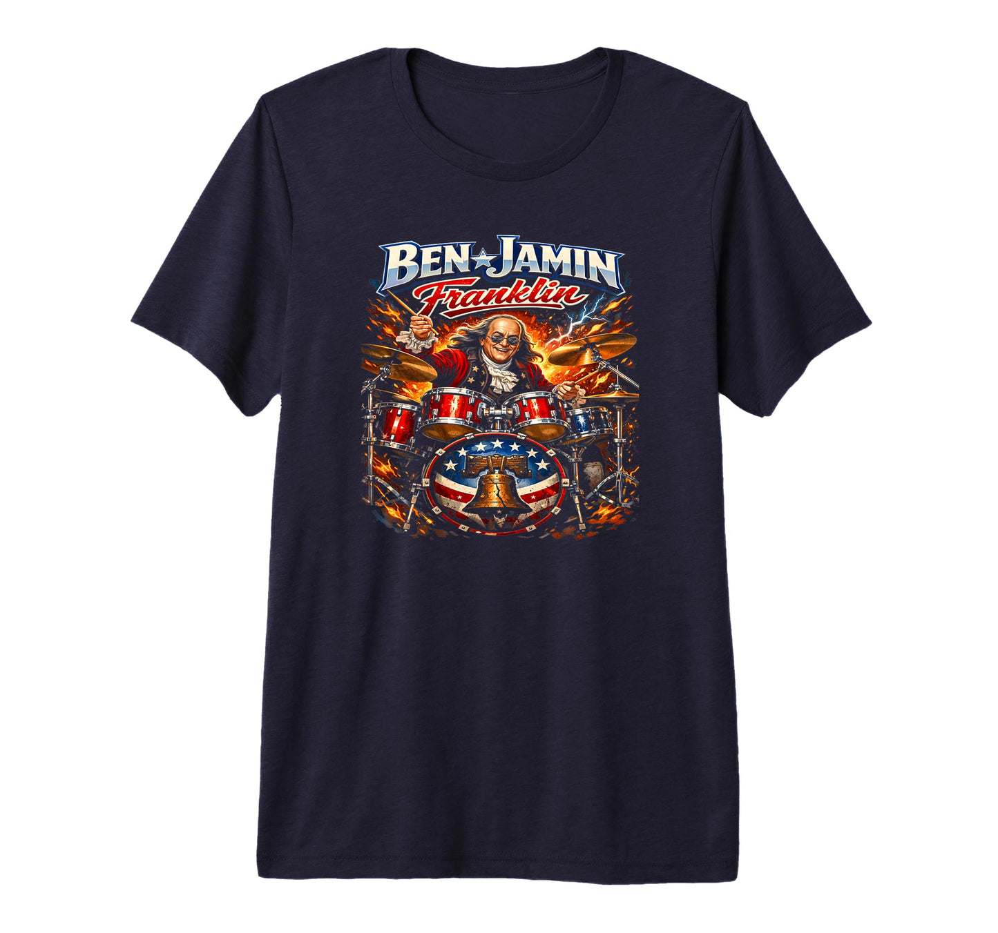 Benjamin Franklin Drummer Patriotic T-Shirt - Aesthetic Graphic Unisex - T-Shirt, Sweatshirt, Hoodie