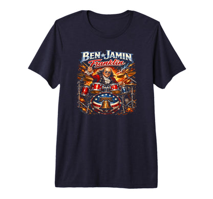 Benjamin Franklin Drummer Patriotic T-Shirt - Aesthetic Graphic Unisex - T-Shirt, Sweatshirt, Hoodie