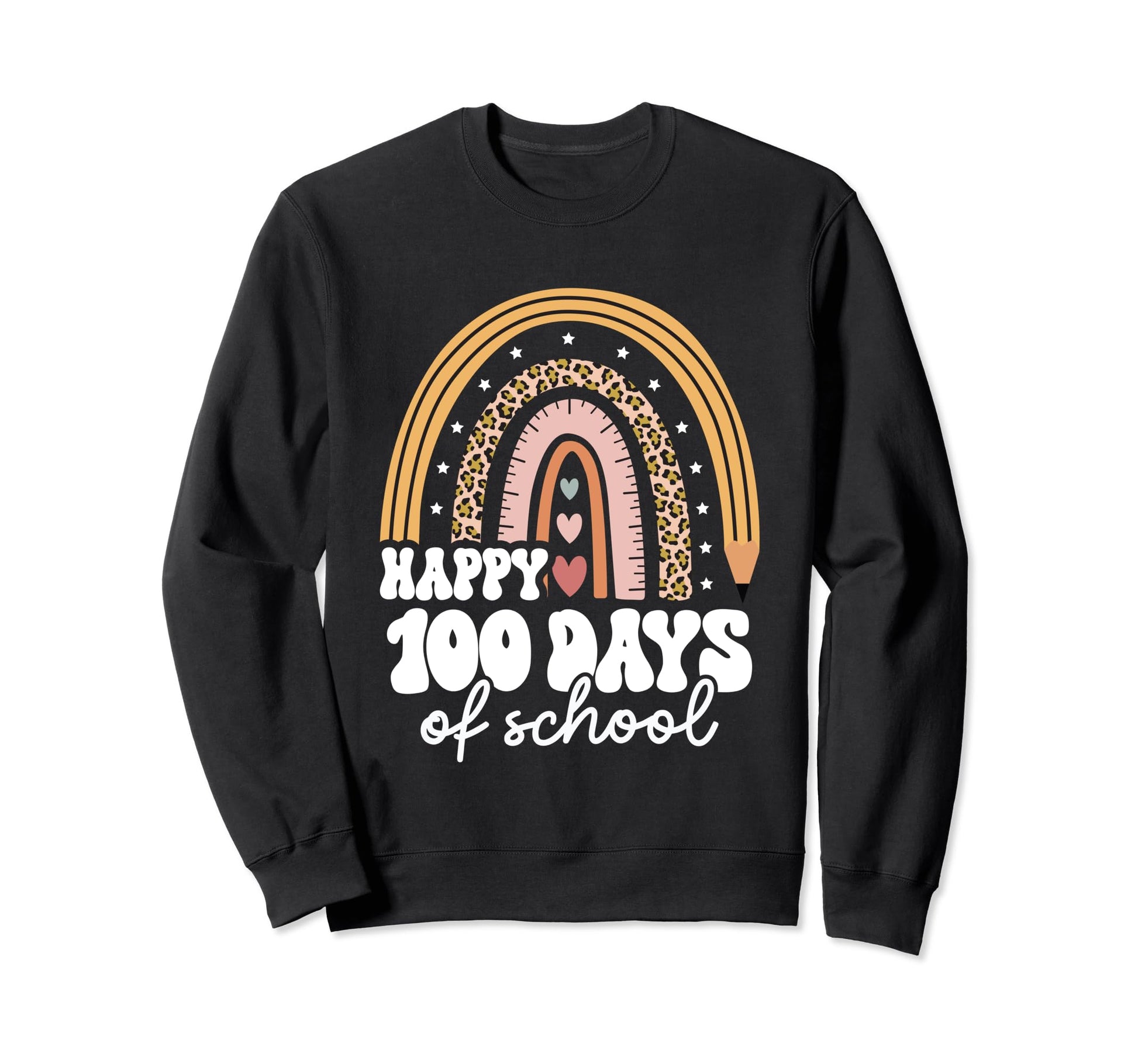 100Th Day School Teacher Leopard Sweatshirt - Casual Everyday Wear Unisex - T-Shirt, Sweatshirt, Hoodie