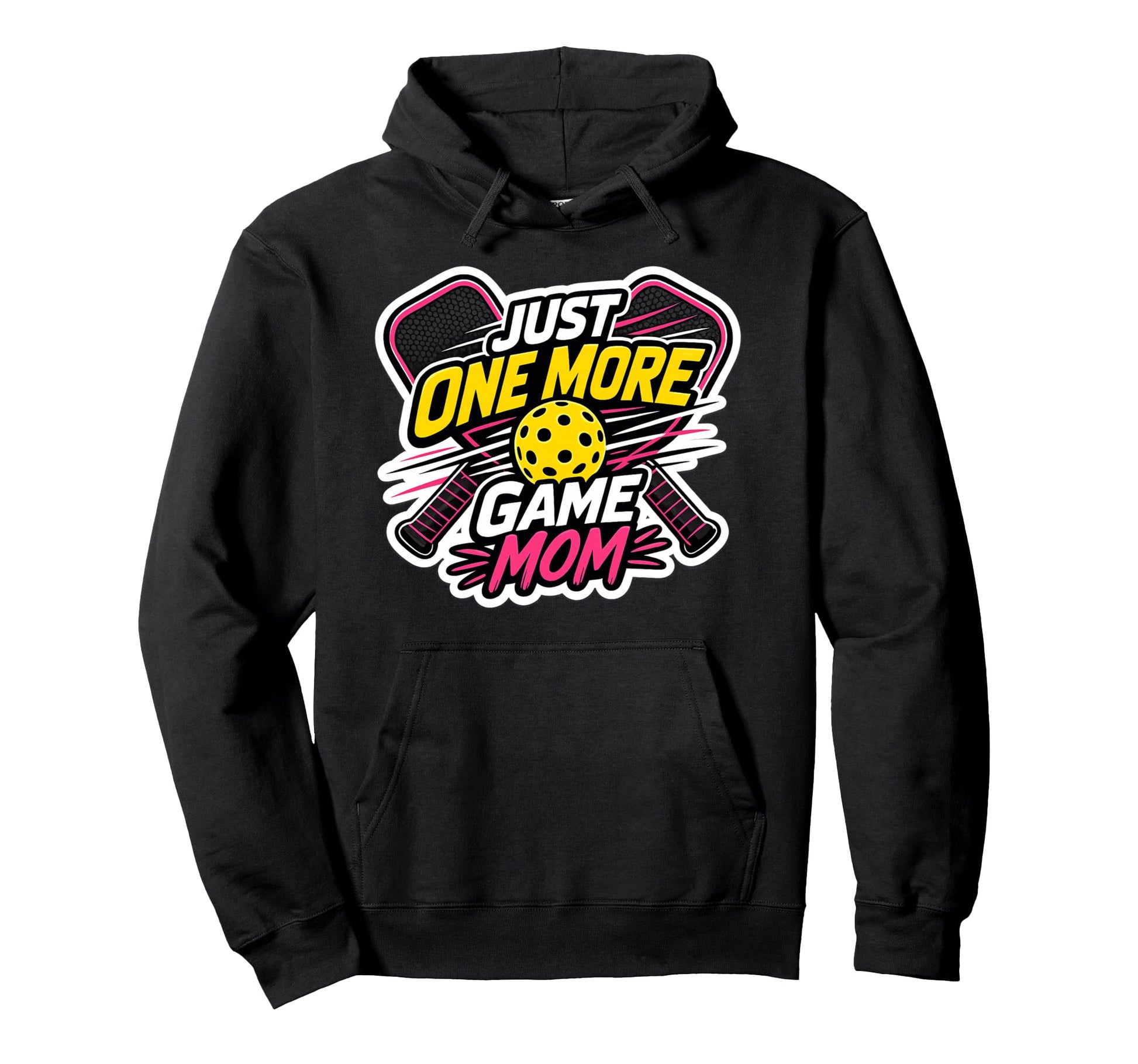 Pickleball Mom Just One More Game Hoodie - Novelty Apparel for Adults - T-Shirt, Sweatshirt, Hoodie