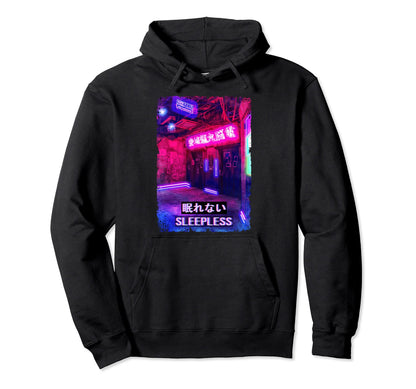 Sleepless Vaporwave Japan Street Tokyo Hoodie - Graphic Print Men Women - T-Shirt, Sweatshirt, Hoodie