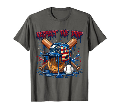 Respect Drip Patriotic Baseball T-Shirt - Custom Art Print for Adults - T-Shirt, Sweatshirt, Hoodie