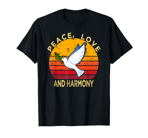 Peace Love Harmony Dove Peace Hippie T-Shirt - Unique Graphic Men Women - T-Shirt, Sweatshirt, Hoodie