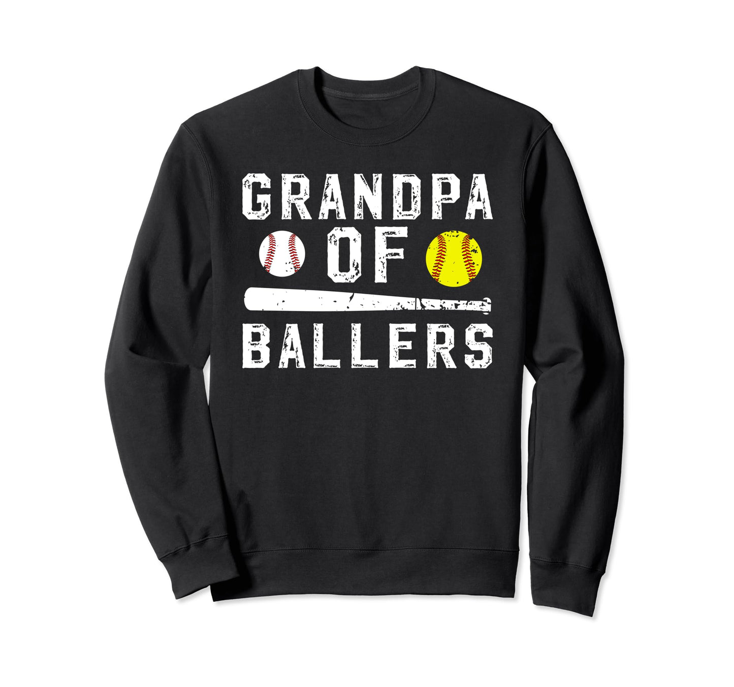 Grandpa Ballers Baseball Softball Sweatshirt - Graphic Print Men Women - T-Shirt, Sweatshirt, Hoodie