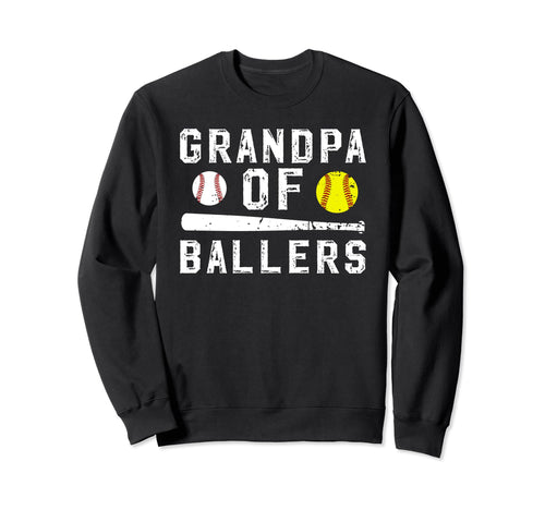 Grandpa Ballers Baseball Softball Sweatshirt - Graphic Print Men Women - T-Shirt, Sweatshirt, Hoodie