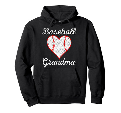 Baseball Grandma Heart Hoodie - Novelty Apparel for Adults - T-Shirt, Sweatshirt, Hoodie