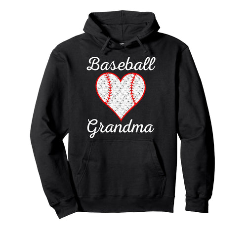 Baseball Grandma Heart Hoodie - Novelty Apparel for Adults - T-Shirt, Sweatshirt, Hoodie