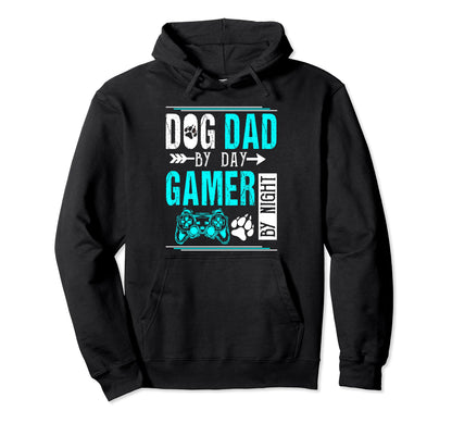 Mens Dog Dad Day Gamer Night Fathers Day Hoodie - Aesthetic Graphic Unisex - T-Shirt, Sweatshirt, Hoodie