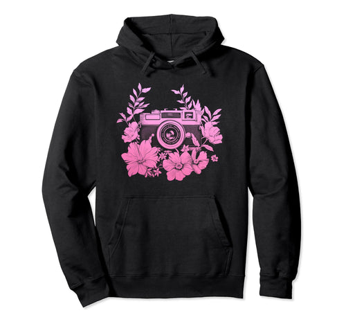 Photographer Camera Flowers Photography Hoodie - Minimalist Print Unisex - T-Shirt, Sweatshirt, Hoodie