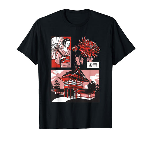 Lofi Vaporwave Buddhist Temple Kimono T-Shirt - Minimalist Print Unisex - T-Shirt, Sweatshirt, Hoodie