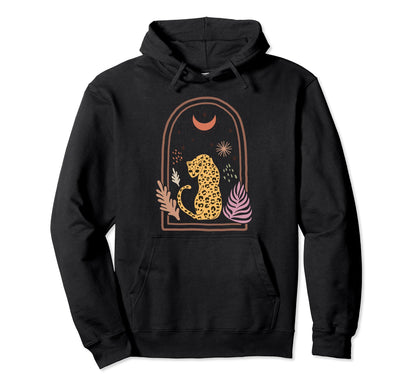 Boho Leopard Celestial Moon And Hoodie - Aesthetic Graphic for Adults - T-Shirt, Sweatshirt, Hoodie