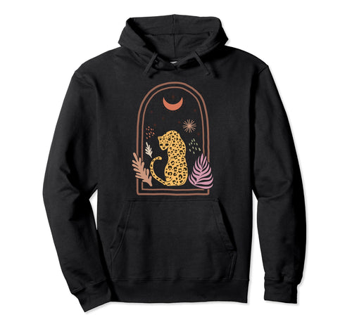 Boho Leopard Celestial Moon And Hoodie - Aesthetic Graphic for Adults - T-Shirt, Sweatshirt, Hoodie