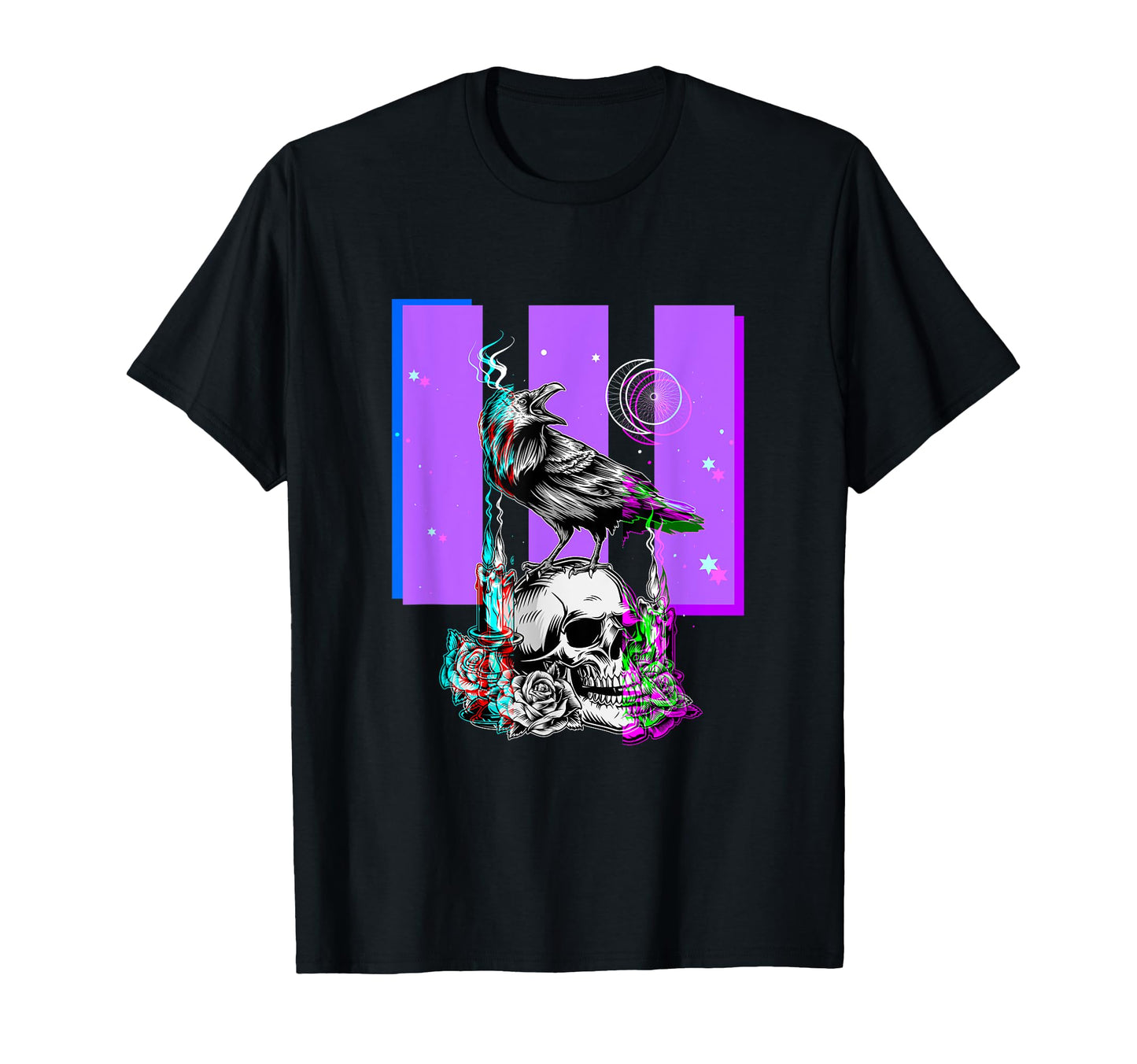 Crow Skull Raven Vaporwave Aesthetic T-Shirt - Casual Everyday Wear Unisex - T-Shirt, Sweatshirt, Hoodie