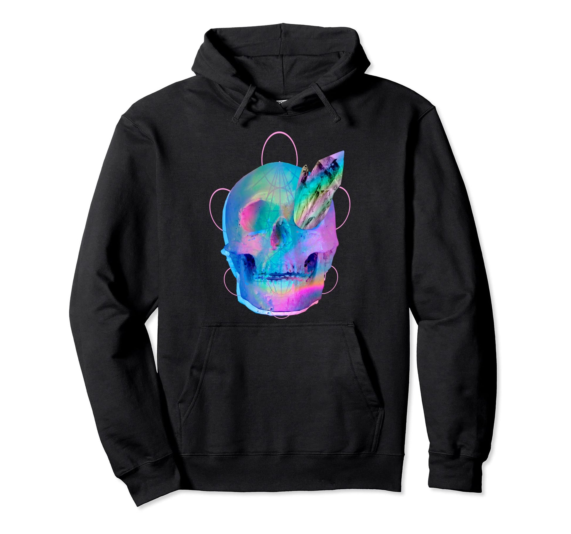 Aesthetic Vaporwave Skull Hoodie - Minimalist Print for Adults - T-Shirt, Sweatshirt, Hoodie