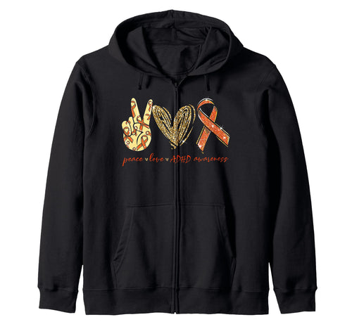 Funny Peace Love Adhd Awareness Gift T-Shirt - Aesthetic Graphic Men Women - T-Shirt, Sweatshirt, Hoodie