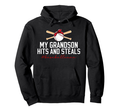 My Grandson Baseball Nana Baseball Hoodie - Novelty Apparel for Adults - T-Shirt, Sweatshirt, Hoodie