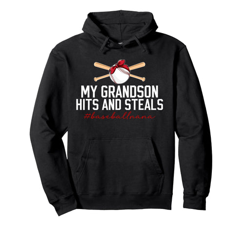 My Grandson Baseball Nana Baseball Hoodie - Novelty Apparel for Adults - T-Shirt, Sweatshirt, Hoodie